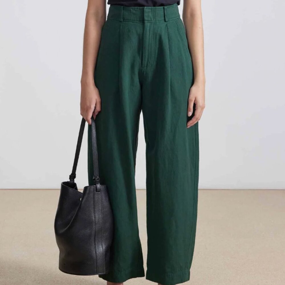 Apiece Apart Bari Cropped Trouser, Forest Size 6